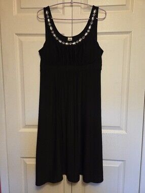 Sangria Black Embellished Empire Waist Jersey Knit Dress